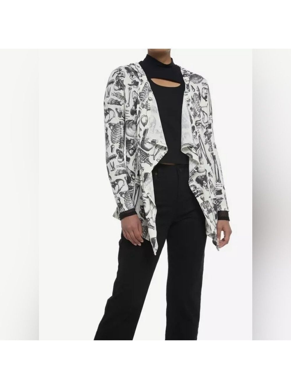 Hot Topic Anatomy Allover Print Hooded Open Cardigan